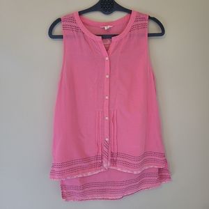 Caslon Pink Button Front Tank Top